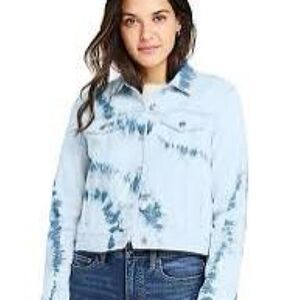 Lands' End Blue Jean Jacket Tie-Dye